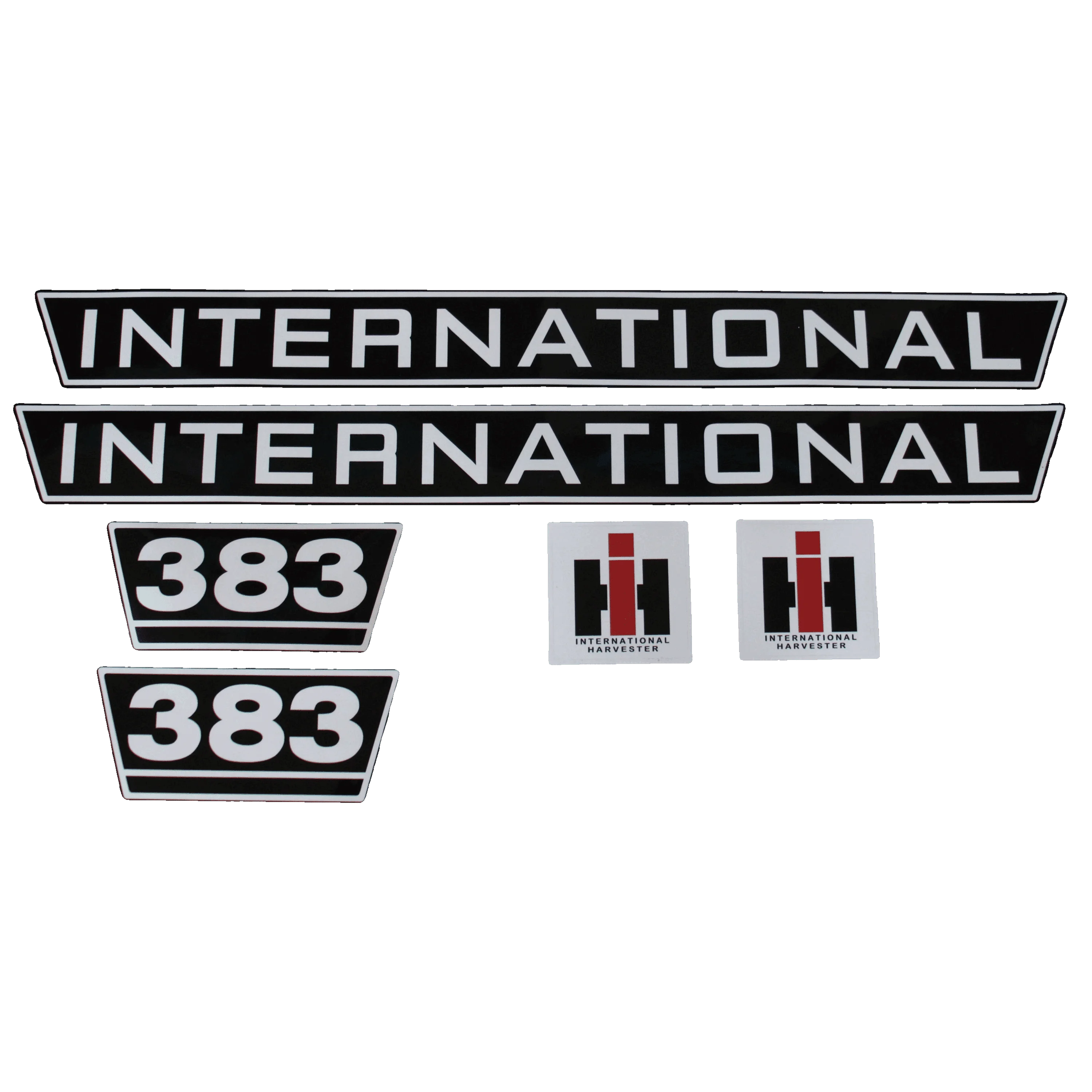 IHC International 383 Aufkleber schwarz weiss groß
