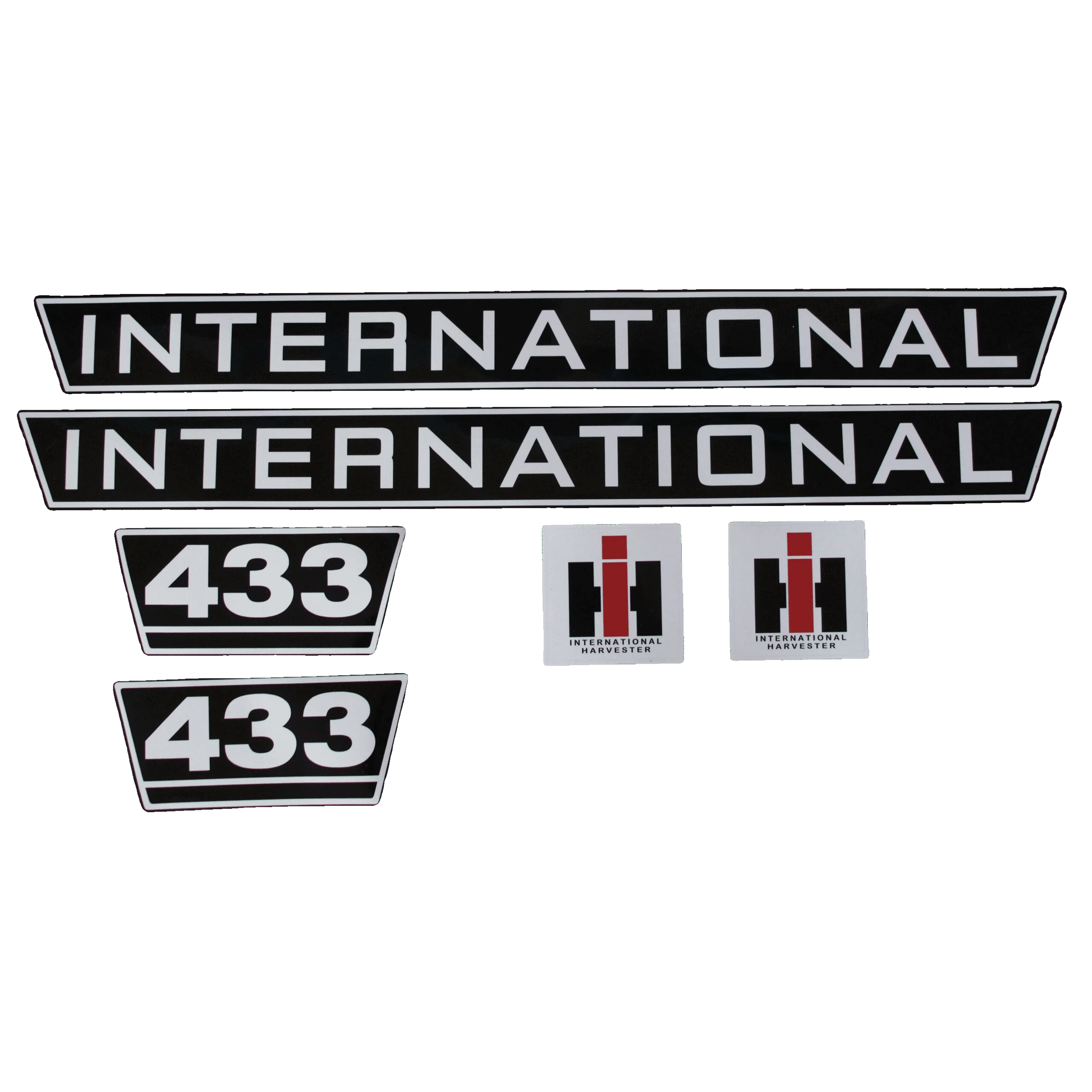 IHC International 433 Aufkleber schwarz weiss groß