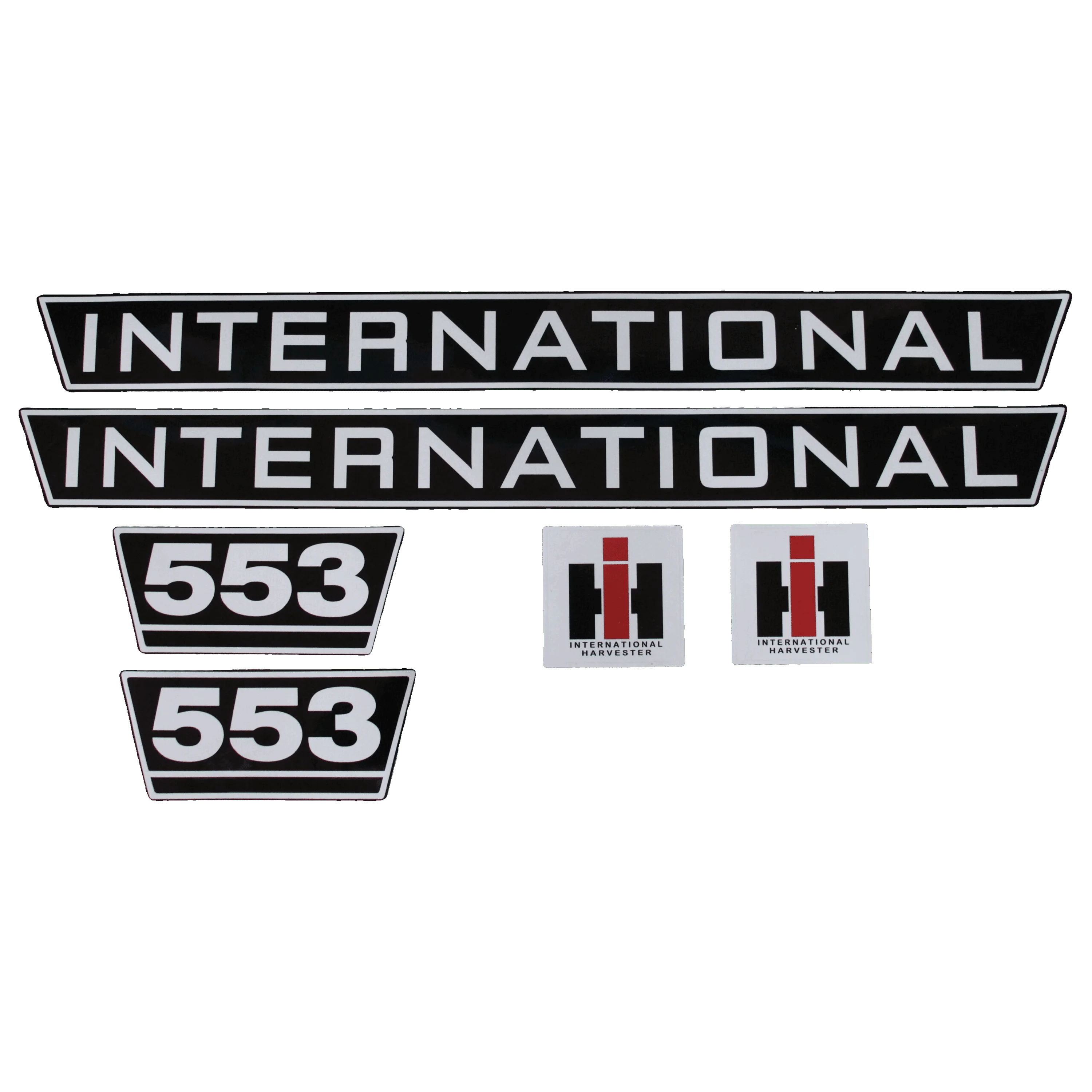 IHC International 553 Aufkleber schwarz weiss groß