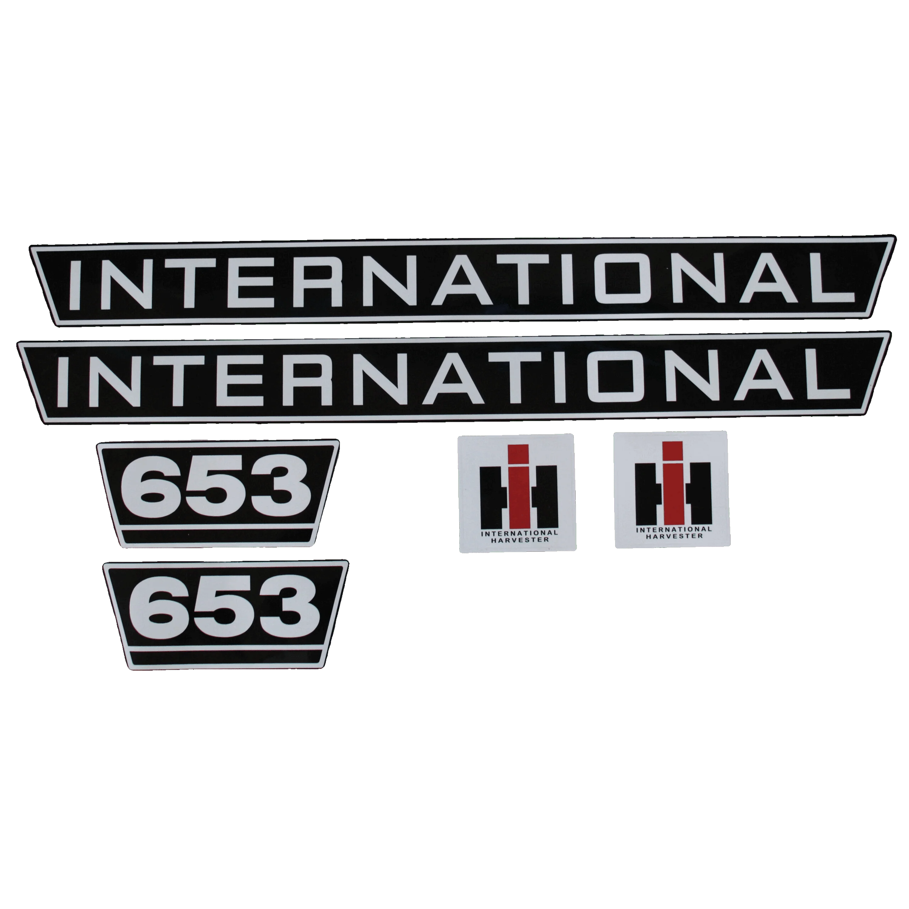 IHC International 653 Aufkleber schwarz weiss groß