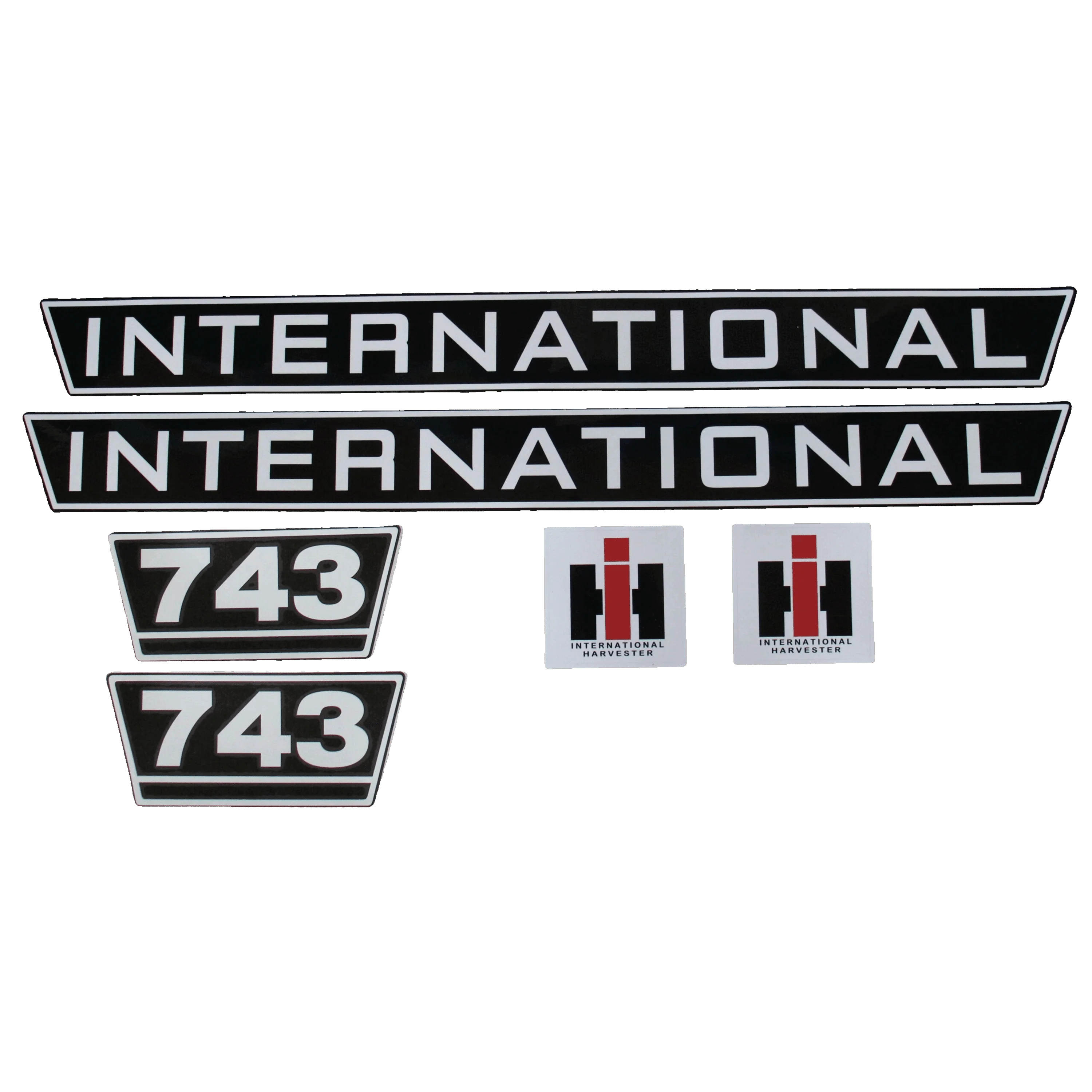 IHC International 743 Aufkleber schwarz weiss groß