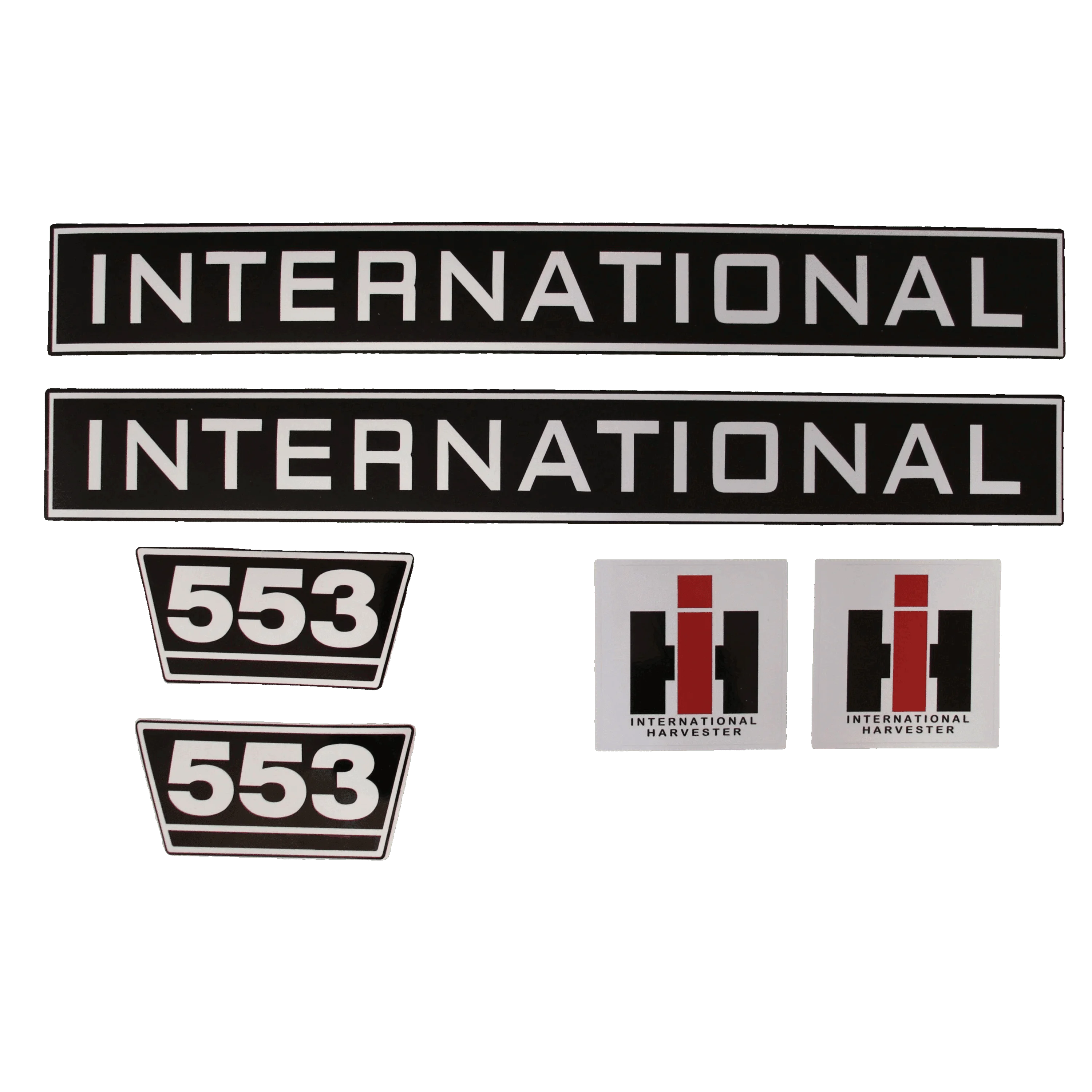 IHC International 553 Aufkleber schwarz weiss klein