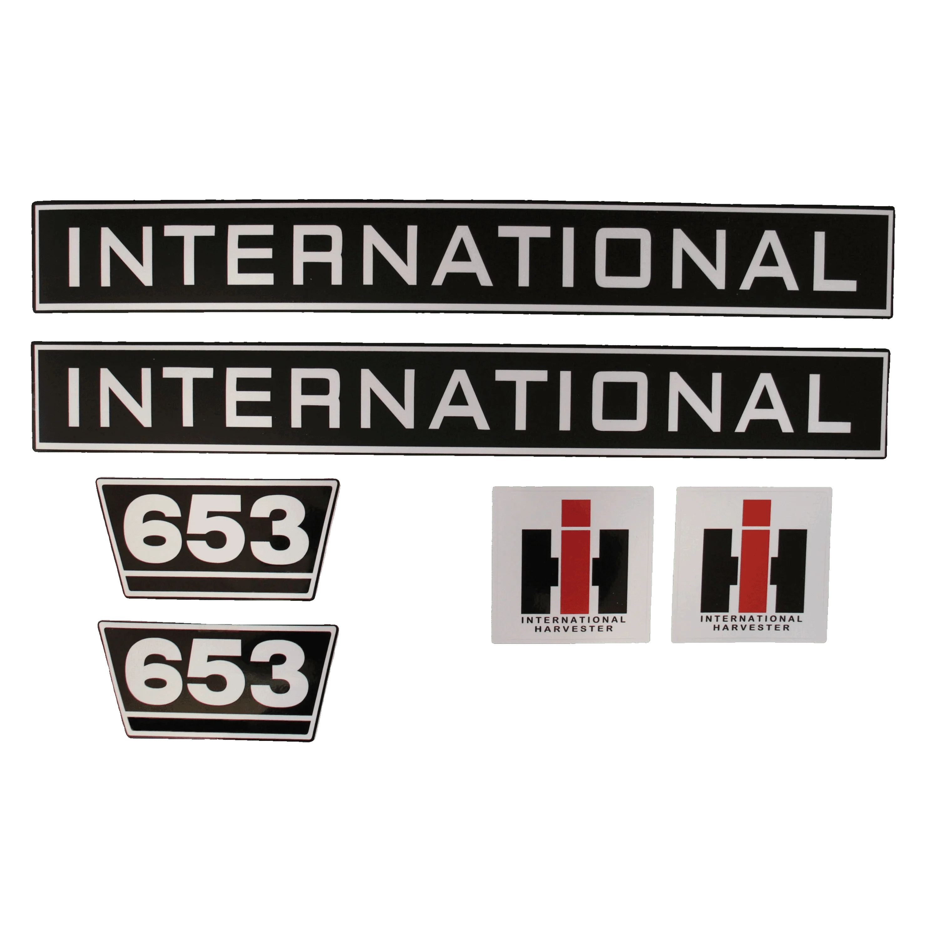 IHC International 653 Aufkleber schwarz weiss klein